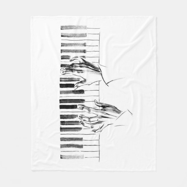 Piano music fleece blanket (Front)