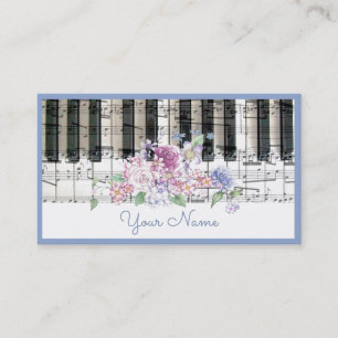 piano music floral decor business card