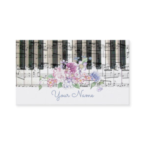 piano music floral decor girly business card