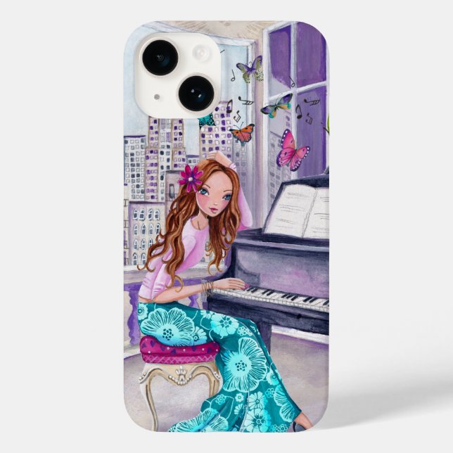 Piano Music Girl in New+York | Iphone 6 plus Case (Back)