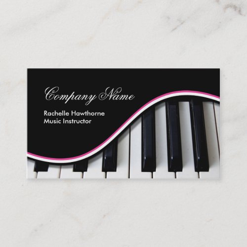 Piano Music Keys Business Cards  pink