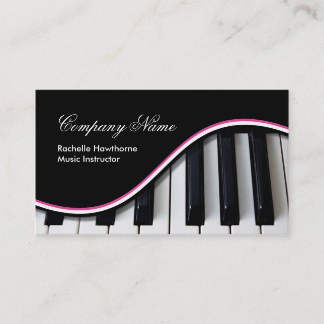 Piano Music Keys Business Cards ~ pink (Front)