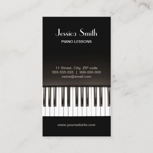 Customizable Piano Music business card
