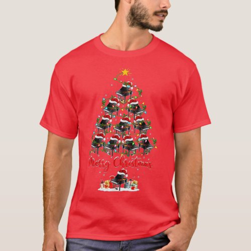 Piano Music Lover Xmas Matching Santa Piano Christ T_Shirt