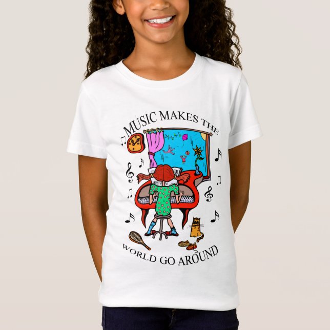Piano Music Makes The World T-shirt for Girls (Front)