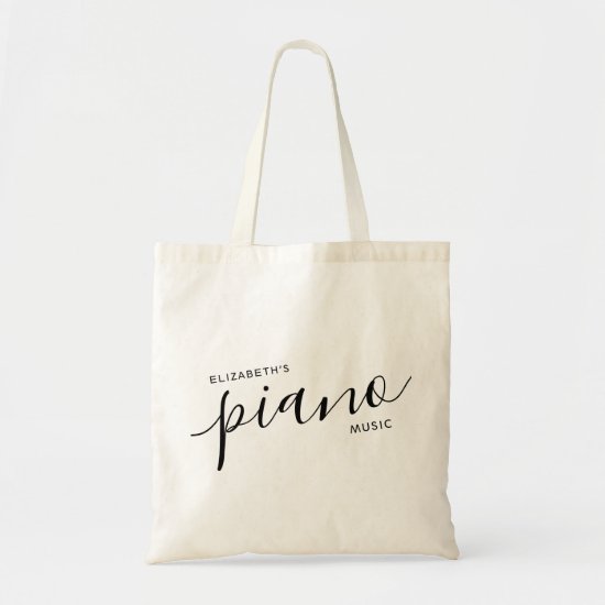Piano Music Modern Personalized Script Name  Tote 