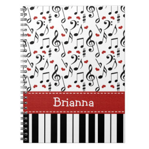 Piano Music Note Spiral Notebook Journal