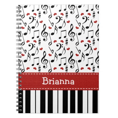 Piano Music Note Spiral Notebook Journal
