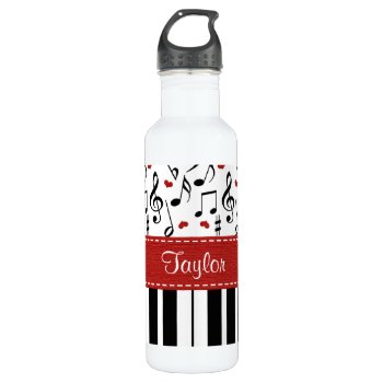 Piano Music Notes Bpa Free Stainless Steel Water Bottle by cutecustomgifts at Zazzle
