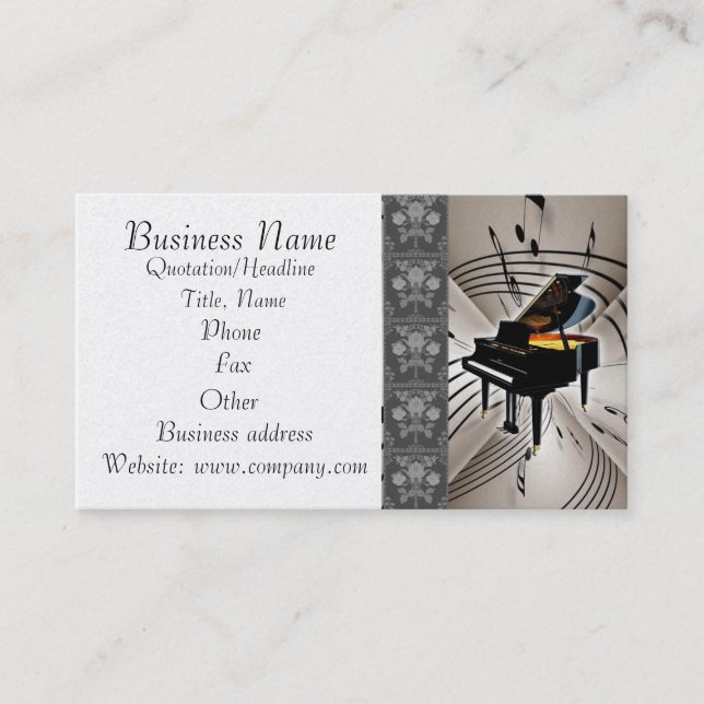 Piano Music Notes Business Card (Front)