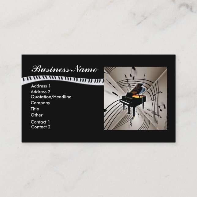 Piano Music Notes Business Card (Front)