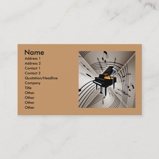 Piano Music Notes Business Card (Front)