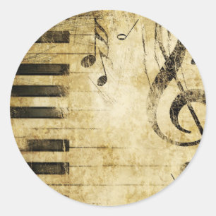 Piano Music Notes Classic Round Sticker