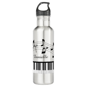 Piano Music Notes Custom Colors Personalized Stainless Steel Water Bottle