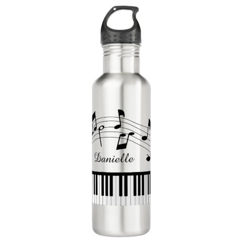 Piano Music Notes Custom Colors Personalized Stainless Steel Water Bottle
