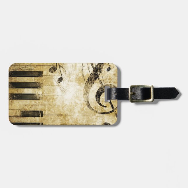 Piano Music Notes Luggage Tag (Front Horizontal)