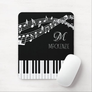 Piano Music Notes Monogram Name Custom Color Mouse Pad