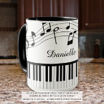 Piano Music Notes Personalized Custom Colors Mug<br><div class="desc">Modern, personalized music coffee mug featuring a piano keyboard and music notes with a name, monogram or custom text in your choice of colors and font styles (shown in black and white). Ideal for music teachers, musicians and music professionals. The sample is shown in the 15 oz. size mug with...</div>