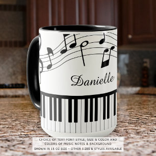Piano Music Notes Personalized Custom Colors Mug