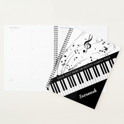 Piano Music Notes Personalized Custom Colors Planner