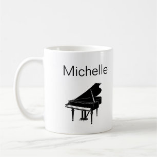 Piano Music Notes Script Name Black White Coffee M Coffee Mug