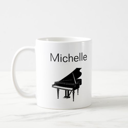 Piano Music Notes Script Name Black White Coffee M Coffee Mug