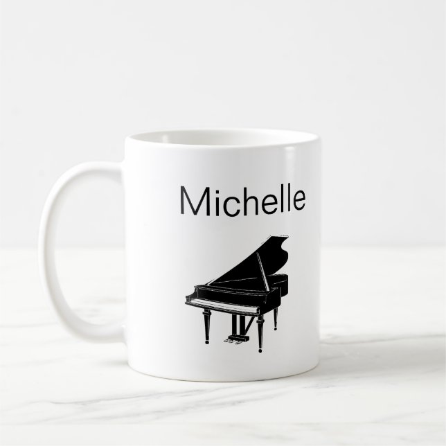 Piano Music Notes Script Name Black White Coffee M Coffee Mug (Left)