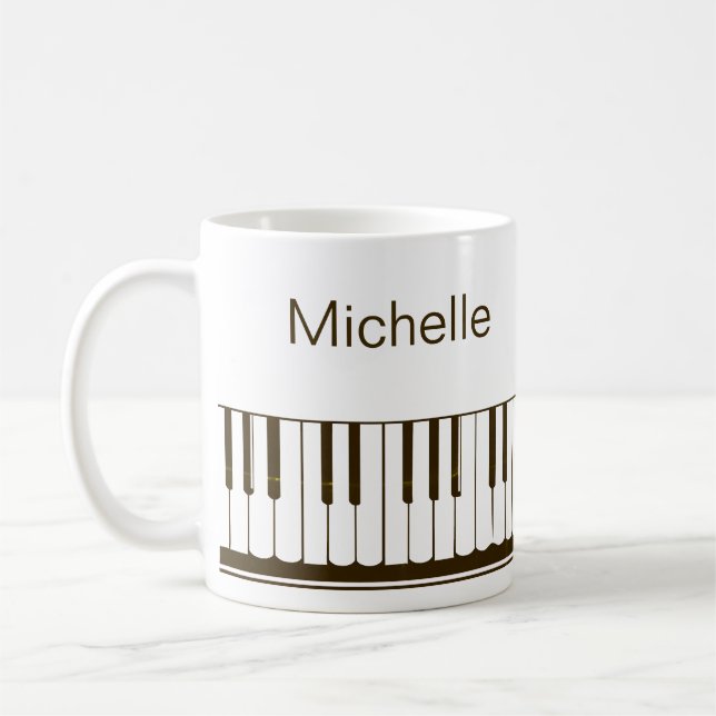 Piano Music Notes Script Name Black White Coffee M Mug (Left)