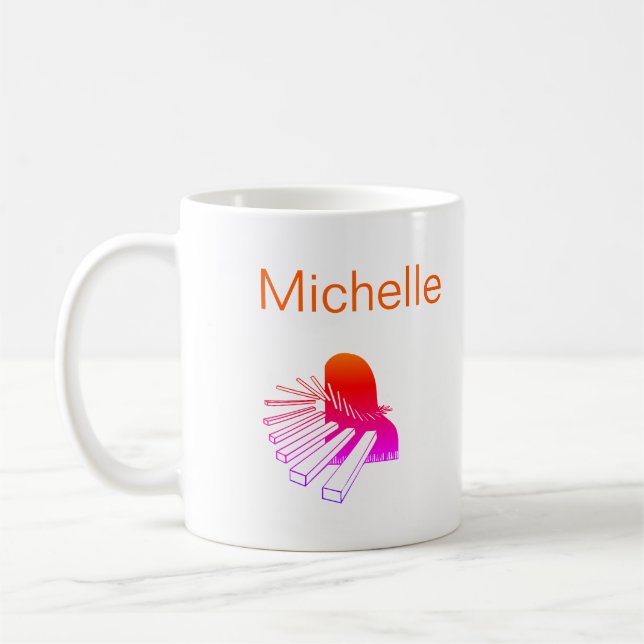 Piano Music Notes Script Name Black White Coffee M Mug (Left)