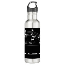 Musician Stainless Steel 500ml Water bottle personalised with a name and a Musical themed design