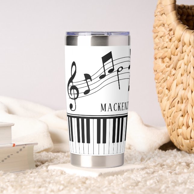 Piano Music Notes Script Name Custom Insulated Tumbler (Living Room (Rotated))