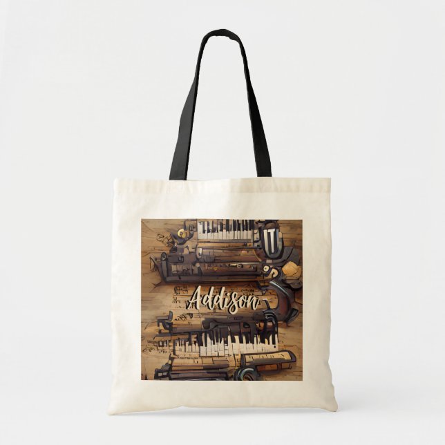Piano Music Personalized  Tote Bag (Front)