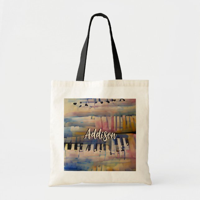 Piano Music Personalized  Tote Bag (Front)