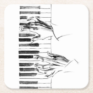 Piano music square paper coaster