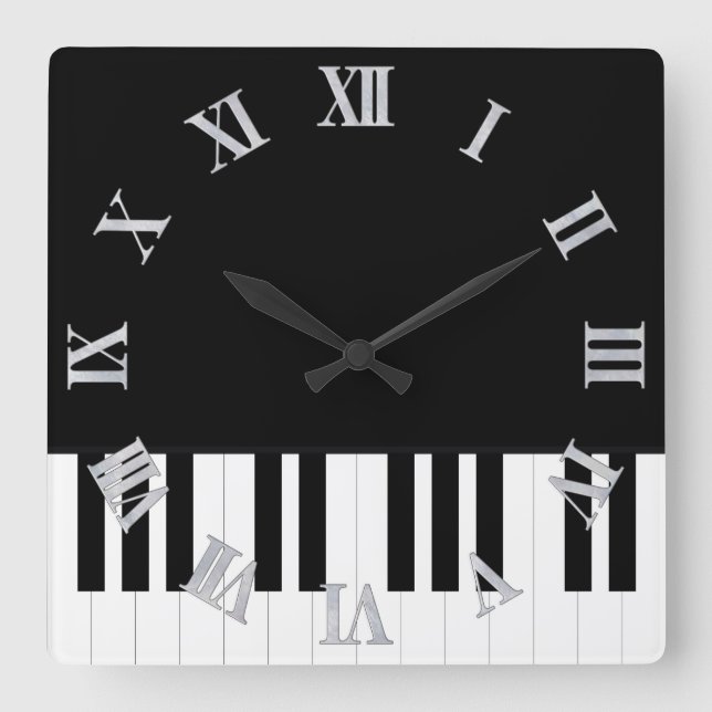 PIANO MUSIC SQUARE WALL CLOCK (Front)