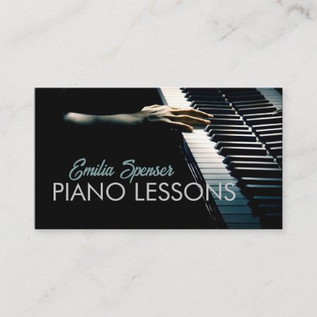 Piano Music Teacher Black Business Card