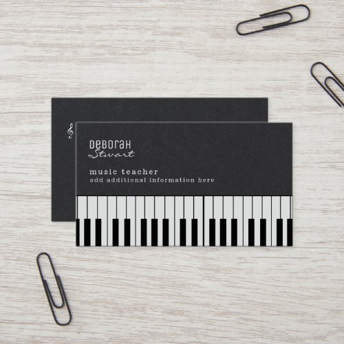 Piano Music Teacher Elegant Black Premium Business Card