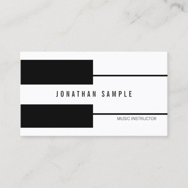Piano Music Teacher Instructor Elegant Modern Business Card (Front)