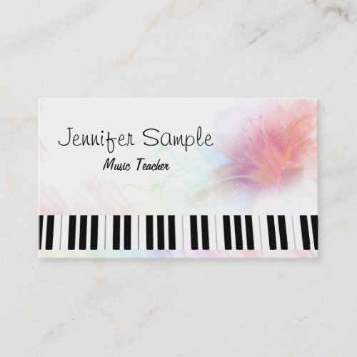 Piano Music Teacher Professional Elegant Business Card