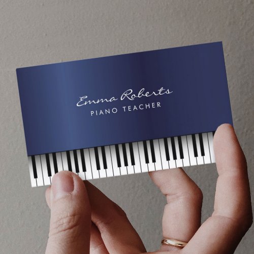 Piano Music Teacher Royal Blue Musical Business Card
