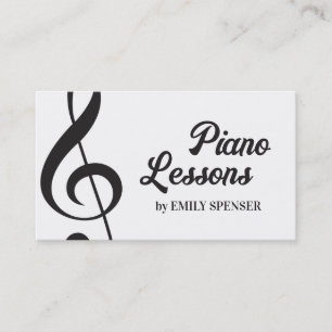 Piano Music Teacher Treble Clef Simple Business Card