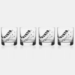 Piano Music Theme Design Whiskey Glass