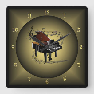 Piano ~Musical Globe ~ Musical Instrument ~Scale ~ Square Wall Clock