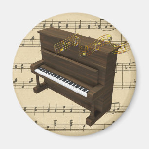 Piano Musical Instrument and Sheet Music Magnet