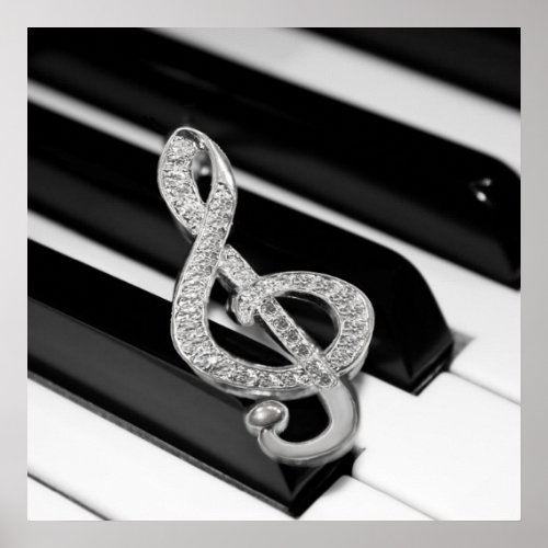 Piano musical symbol poster