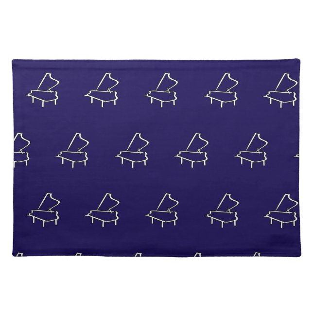 Piano Navy Blue  Cloth Placemat (Front)