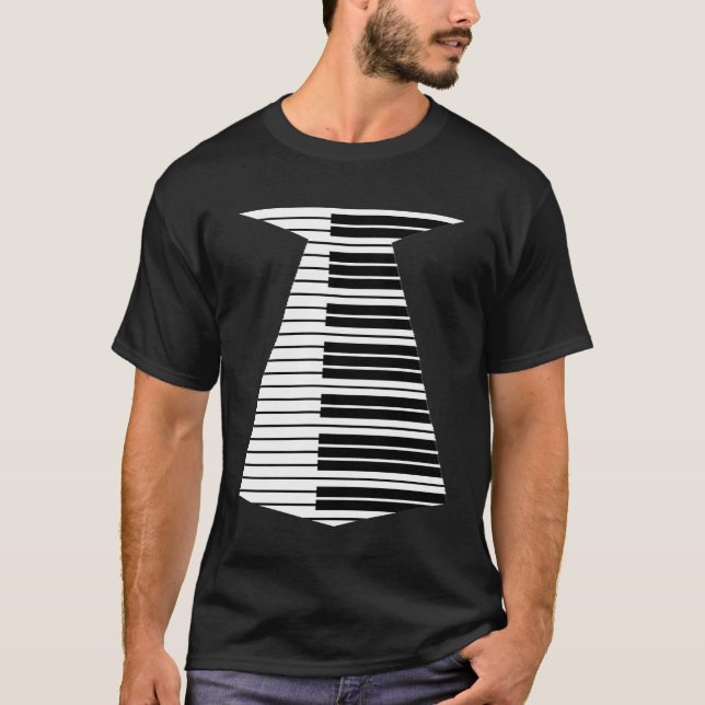 Piano Neck Tie Funny Humorous Keyboard Music Playe T-Shirt (Front)
