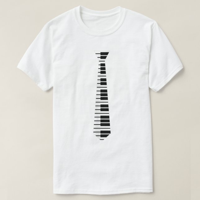 Piano Neck Tie Funny Humorous Keyboard Music Playe T-Shirt (Design Front)