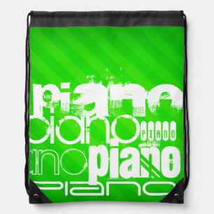 Piano; Neon Green Stripes. Drawstring Bag