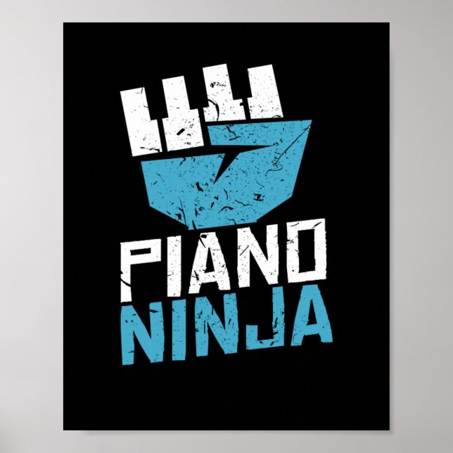 Piano Ninja Clef Music Poster (Front)